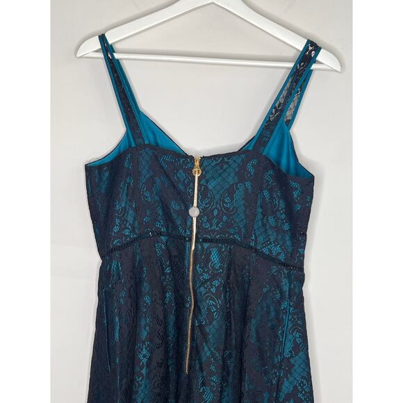Draper James by Net-A-Porter Lace Mini Dress Teal/Black Women's Size 6 NWT - Picture 11 of 12